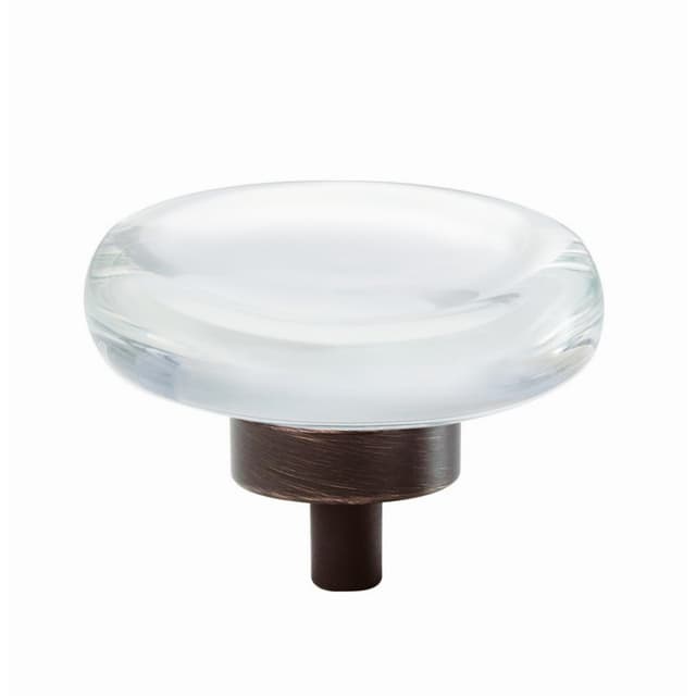 1-3/4" Glacio Crystal Knob, Clear/Oil-Rubbed Bronze