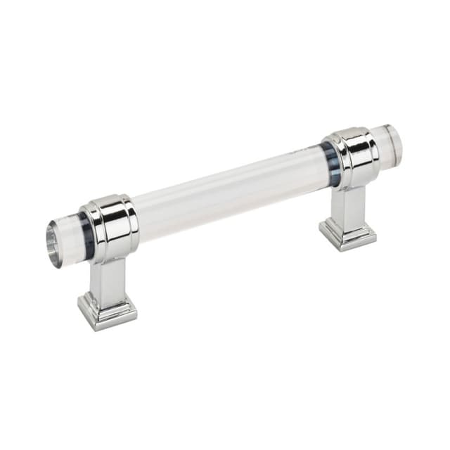 3-3/4" Glacio Glass Door Pull, Clear/Polished Chrome