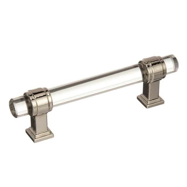 3-3/4" Glacio Glass Door Pull, Clear/Polished Nickel