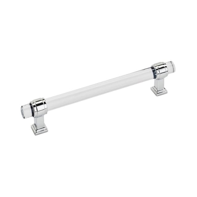6-5/16" Glacio Glass Door Pull, Clear/Polished Chrome