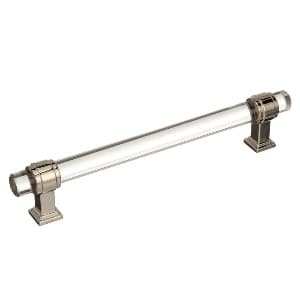 6-5/16" Glacio Glass Door Pull, Clear/Polished Nickel