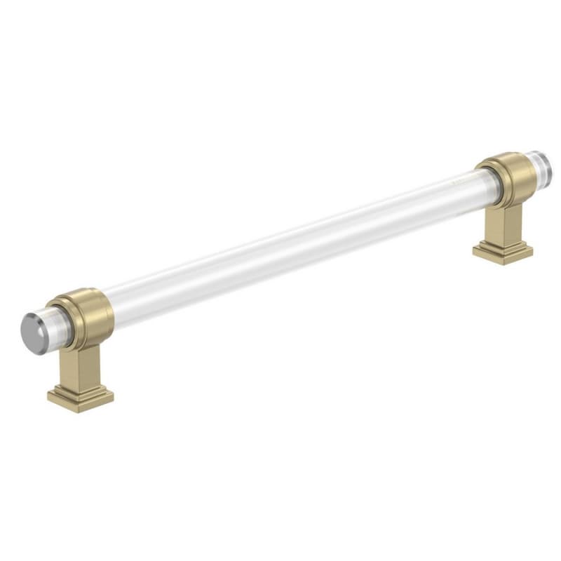 8" Glacio Cabinet Pull, Clear/Golden Champagne