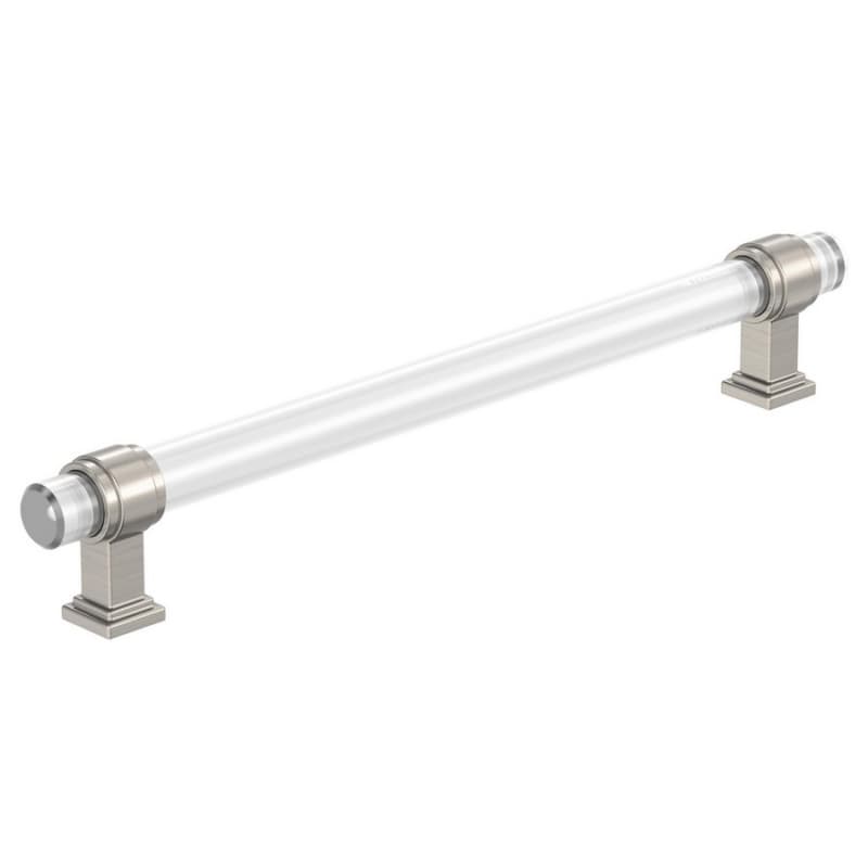8" Glacio Cabinet Pull, Clear/Satin Nickel