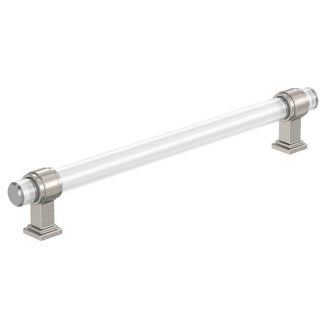 8" Glacio Cabinet Pull, Clear/Satin Nickel