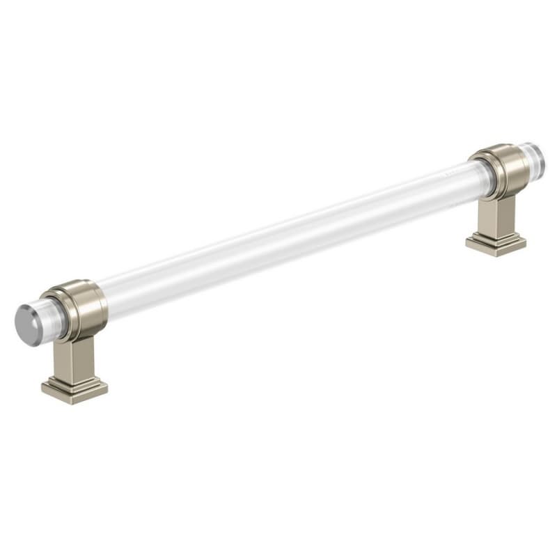 8" Glacio Cabinet Pull, Clear/Polished Nickel