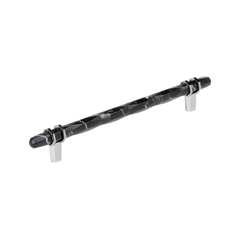 8" Carrione Cabinet Pull, Marble Black/Polished Chrome