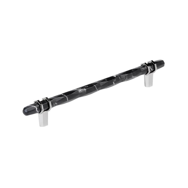 8" Carrione Cabinet Pull, Marble Black/Polished Chrome