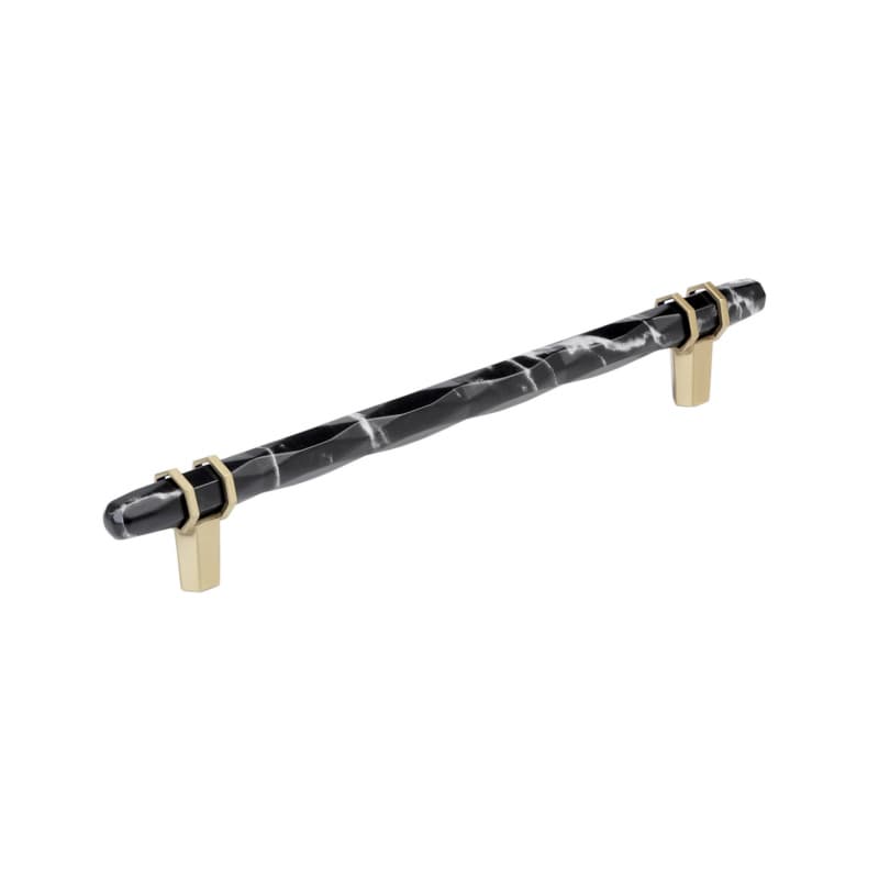 8" Carrione Cabinet Pull, Marble Black/Golden Champagne