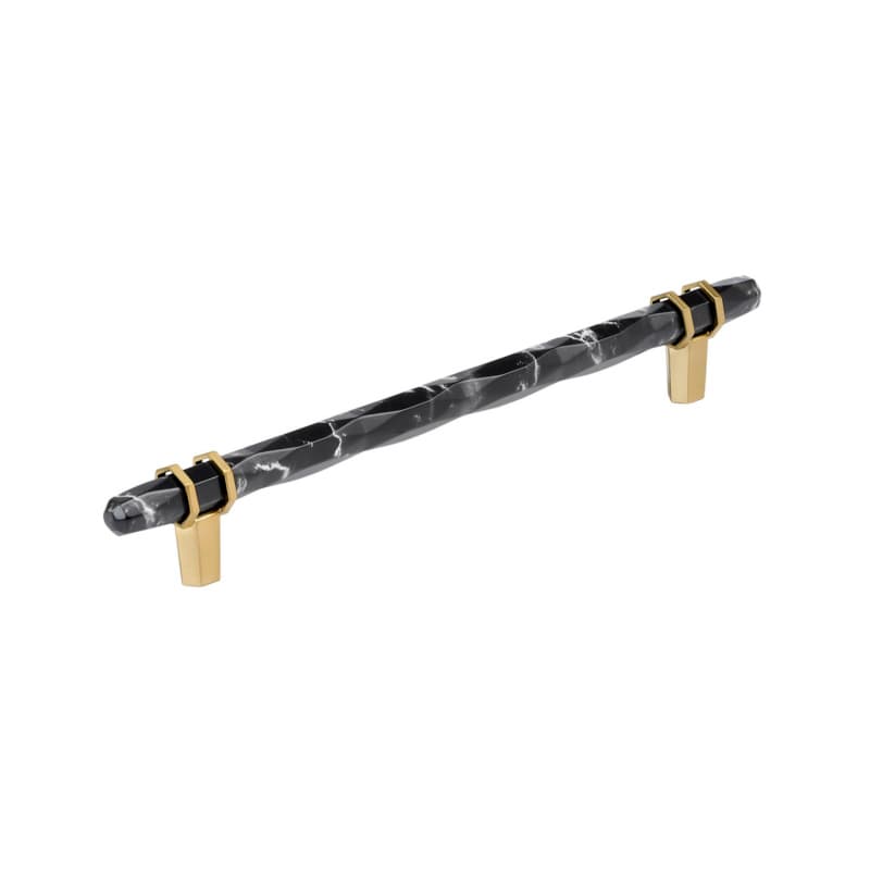 8" Carrione Cabinet Pull, Marble Black/Champagne Bronze