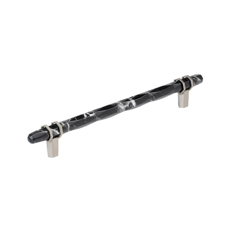 8" Carrione Cabinet Pull, Marble Black/Satin Nickel