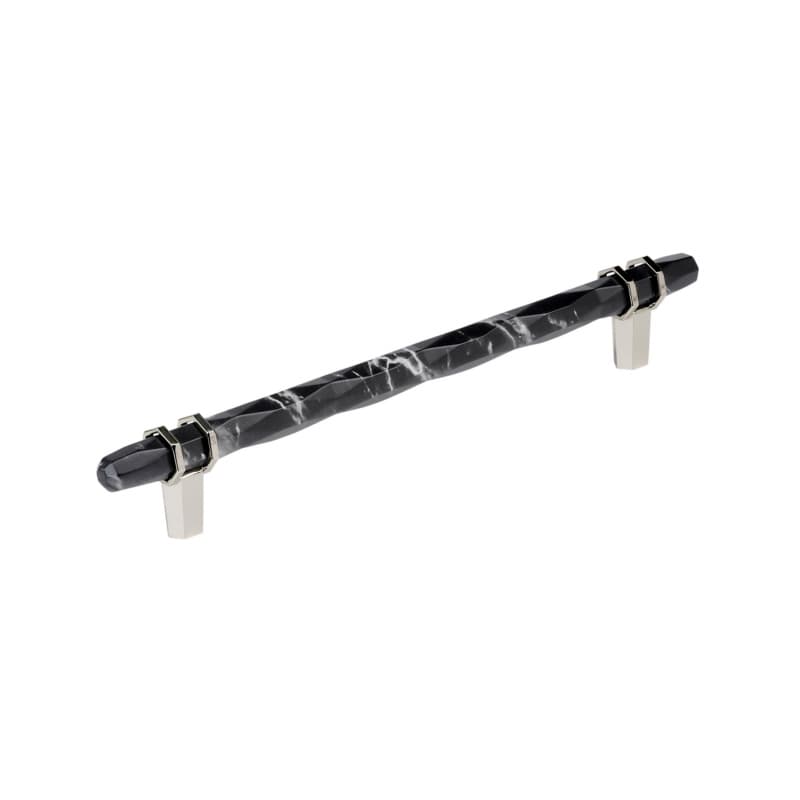 8" Carrione Cabinet Pull, Marble Black/Polished Nickel