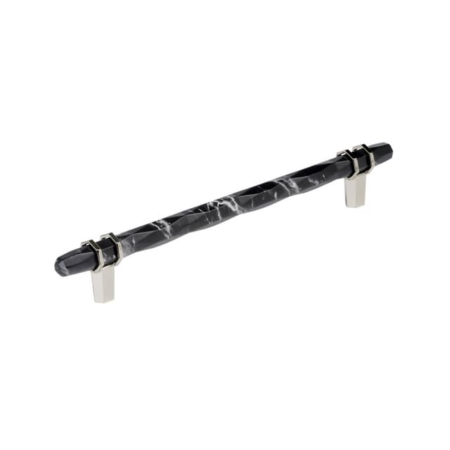 8" Carrione Cabinet Pull, Marble Black/Polished Nickel