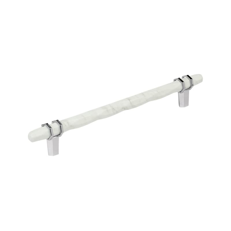 8" Carrione Cabinet Pull, Marble White/Polished Chrome