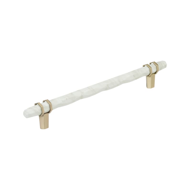 8" Carrione Cabinet Pull, Marble White/Golden Champagne