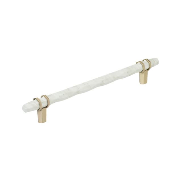 8" Carrione Cabinet Pull, Marble White/Golden Champagne