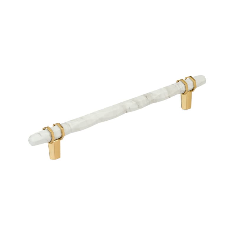 8" Carrione Cabinet Pull, Marble White/Champagne Bronze