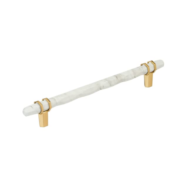 8" Carrione Cabinet Pull, Marble White/Champagne Bronze