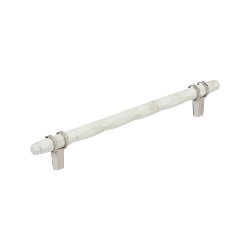 8" Carrione Cabinet Pull, Marble White/Satin Nickel