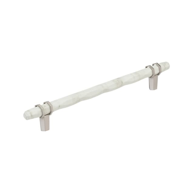 8" Carrione Cabinet Pull, Marble White/Satin Nickel