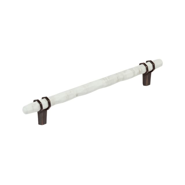 8" Carrione Cabinet Pull, Marble White/Oil-Rubbed Bronze