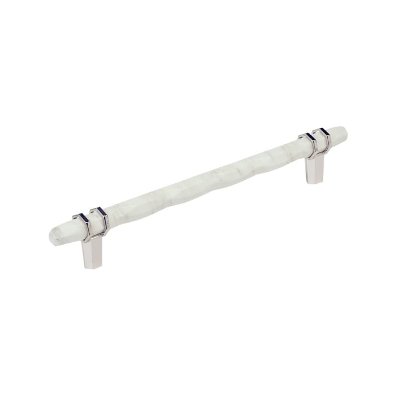 8" Carrione Cabinet Pull, Marble White/Polished Nickel