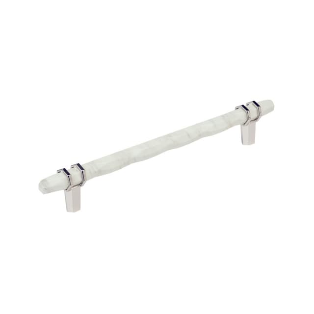 8" Carrione Cabinet Pull, Marble White/Polished Nickel