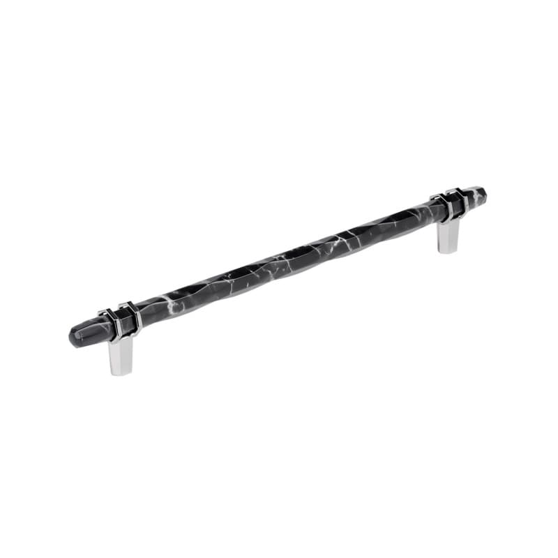 10-1/16" Carrione Cabinet Pull, Marble Black/Polished Chrome