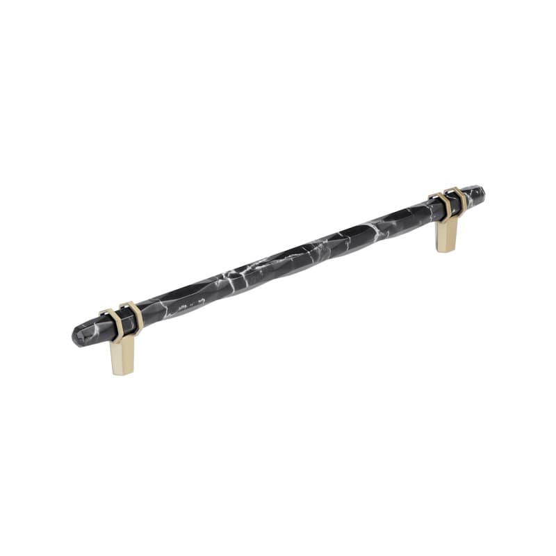 10-1/16" Carrione Cabinet Pull, Marble Black/Golden Champagne