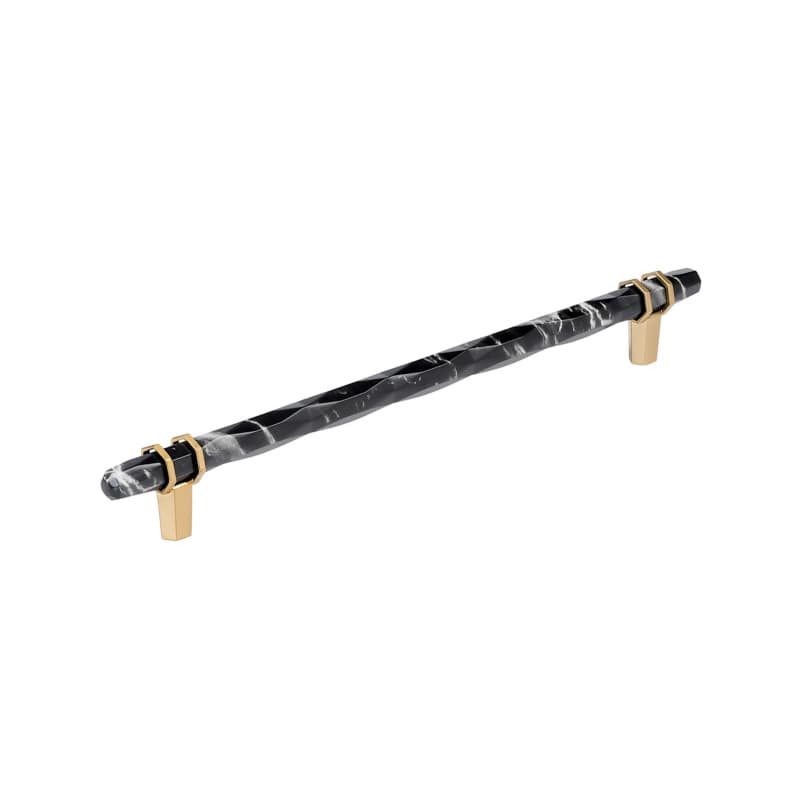 10-1/16" Carrione Cabinet Pull, Marble Black/Champagne Bronze