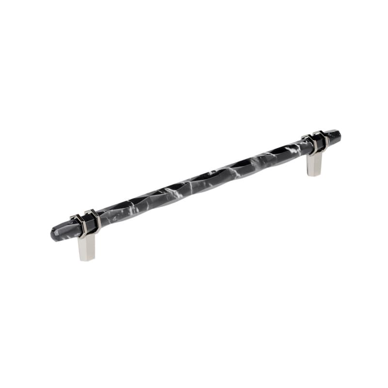 10-1/16" Carrione Cabinet Pull, Marble Black/Polished Nickel