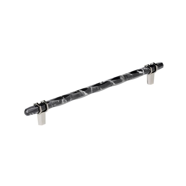 10-1/16" Carrione Cabinet Pull, Marble Black/Polished Nickel