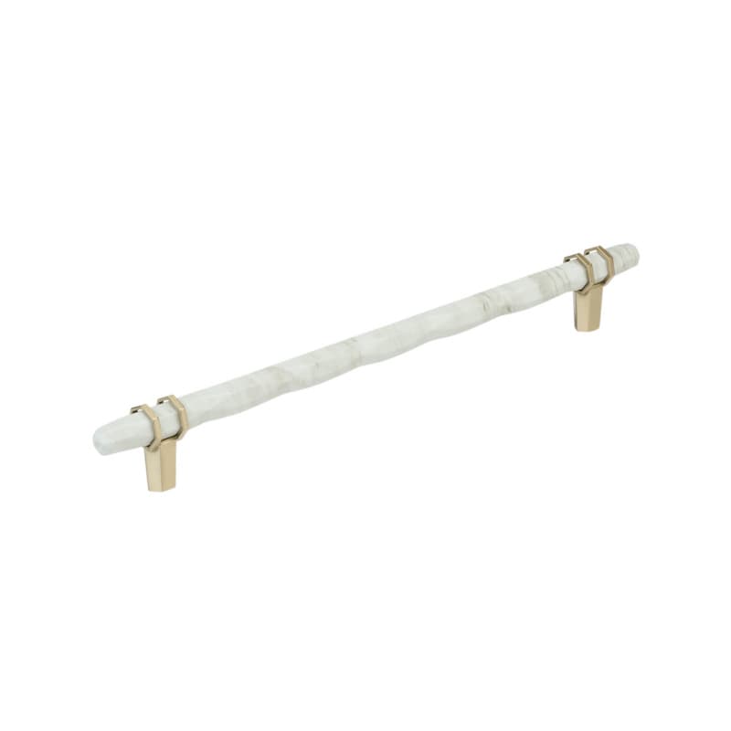 10-1/16" Carrione Cabinet Pull, Marble White/Golden Champagne