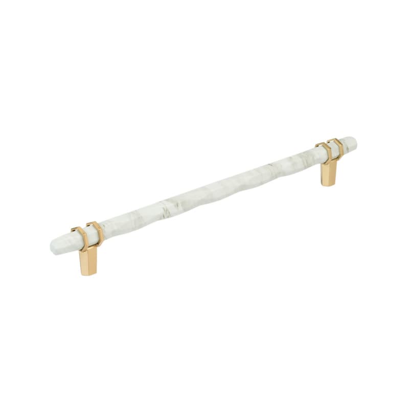 10-1/16" Carrione Cabinet Pull, Marble White/Champagne Bronze