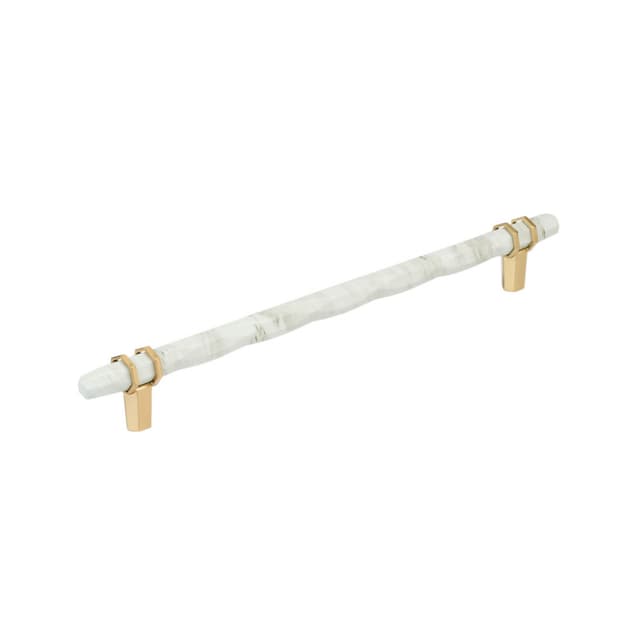 10-1/16" Carrione Cabinet Pull, Marble White/Champagne Bronze