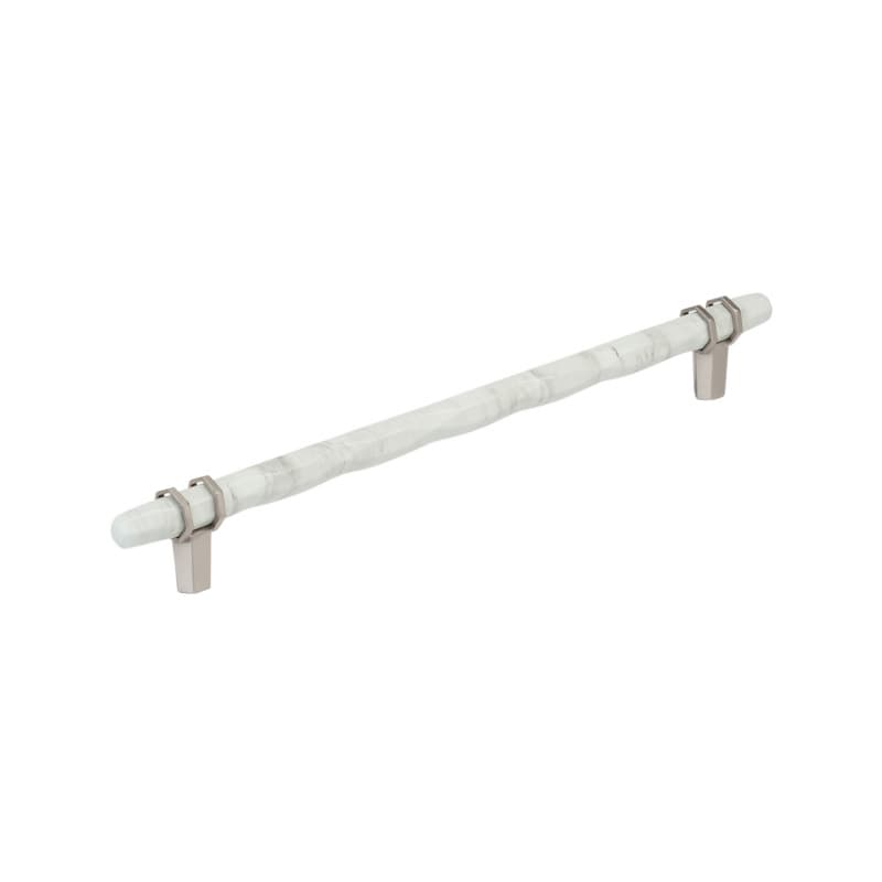 10-1/16" Carrione Cabinet Pull, Marble White/Satin Nickel