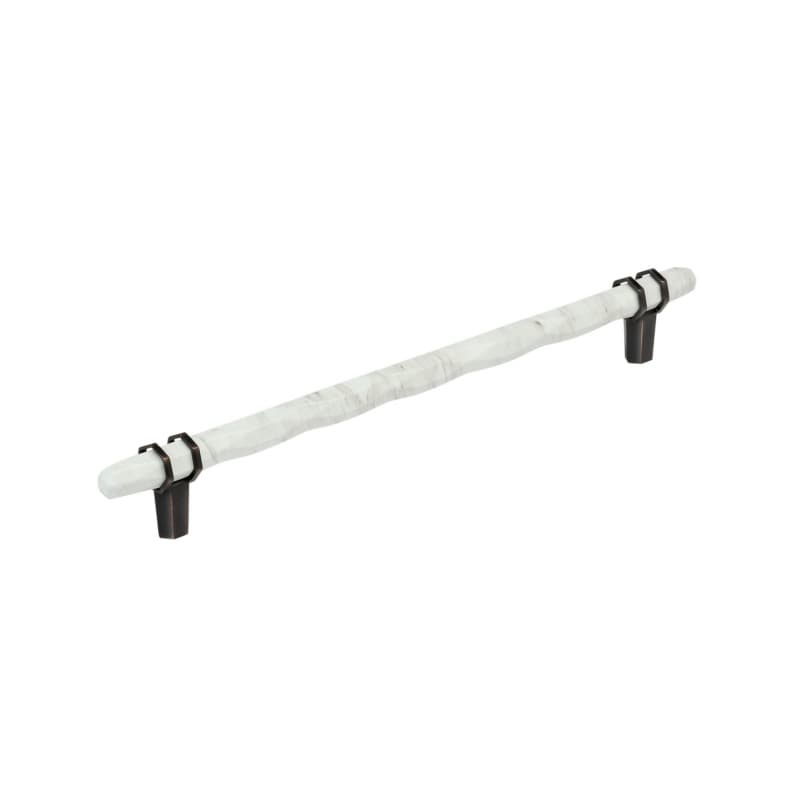 10-1/16" Carrione Cabinet Pull, Marble White/Oil-Rubbed Bronze