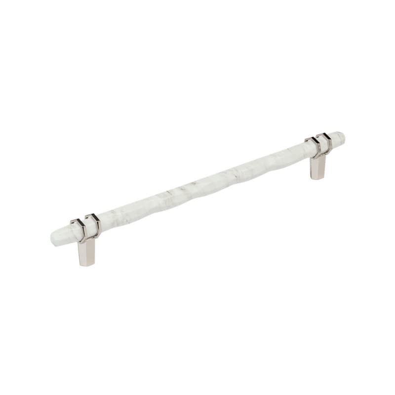 10-1/16" Carrione Cabinet Pull, Marble White/Polished Nickel