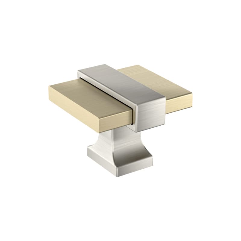1-3/8" Overton T-Handle Knob, Golden Champagne/Satin Nickel