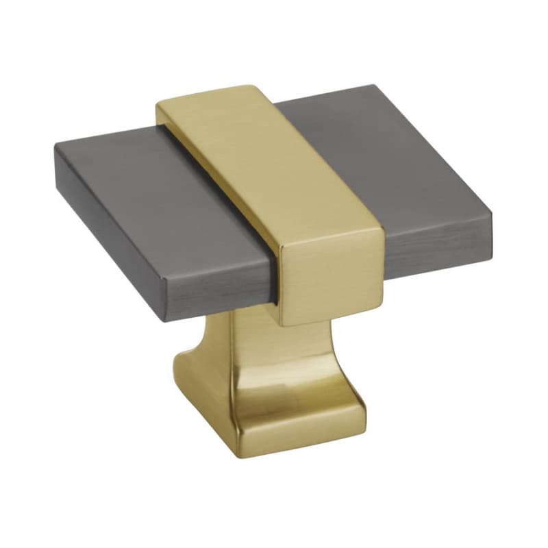1-3/8" Overton Cabinet Knob, Black Chrome/Brushed Gold