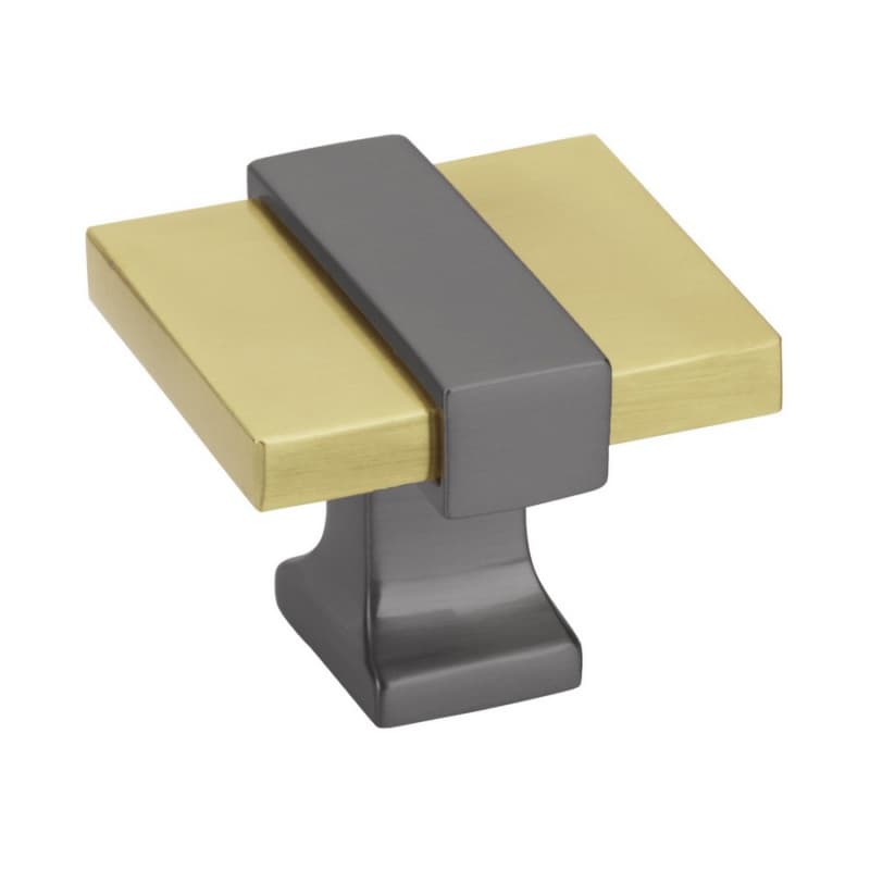 1-3/8" Overton Cabinet Knob, Brushed Gold/Black Chrome