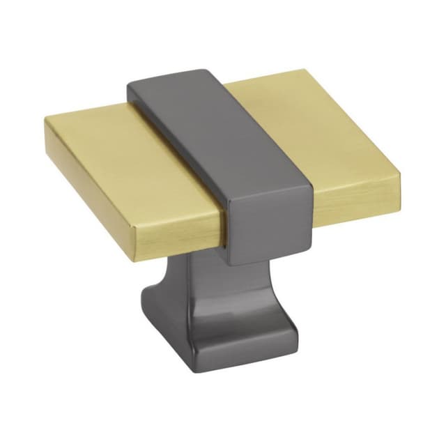 1-3/8" Overton Cabinet Knob, Brushed Gold/Black Chrome