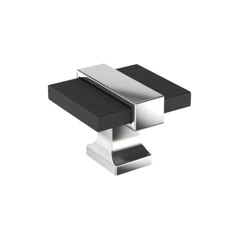 1-3/8" Overton T-Handle Knob, Polished Chrome/Brushed Matte Black