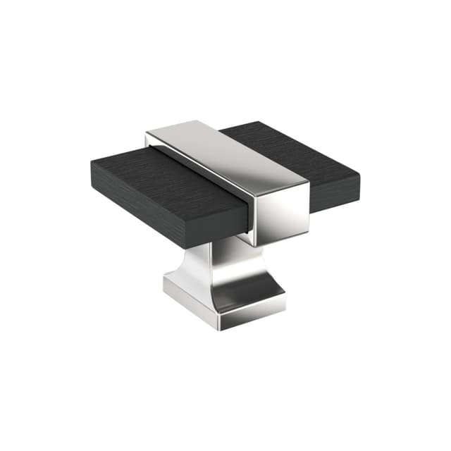 1-3/8" Overton T-Handle Knob, Polished Chrome/Brushed Matte Black