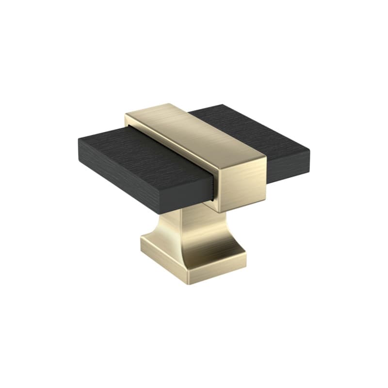 1-3/8" Overton T-Handle Knob, Brushed Matte Black/Golden Champagne