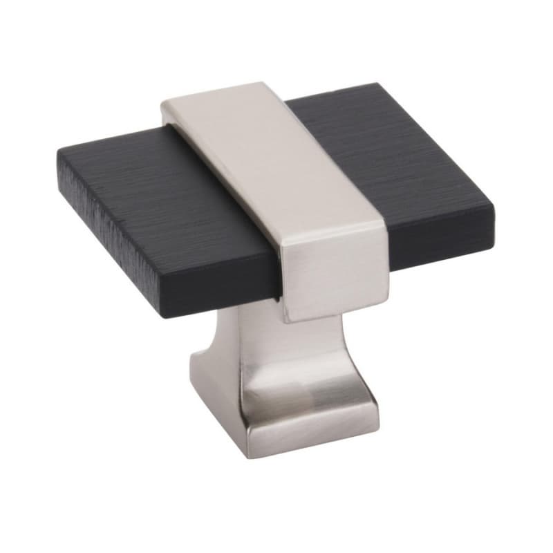 1-3/8" Overton Cabinet Knob, Brushed Matte Black/Satin Nickel