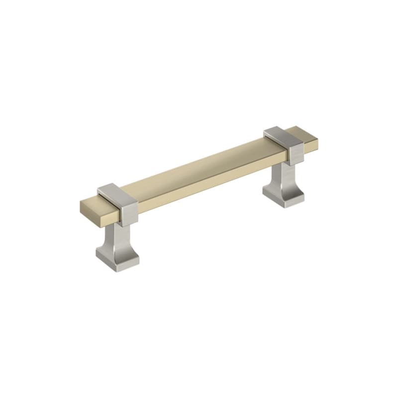 3-3/4" Ovaerton Cabinet Pull, Golden Champagne/Satin Nickel