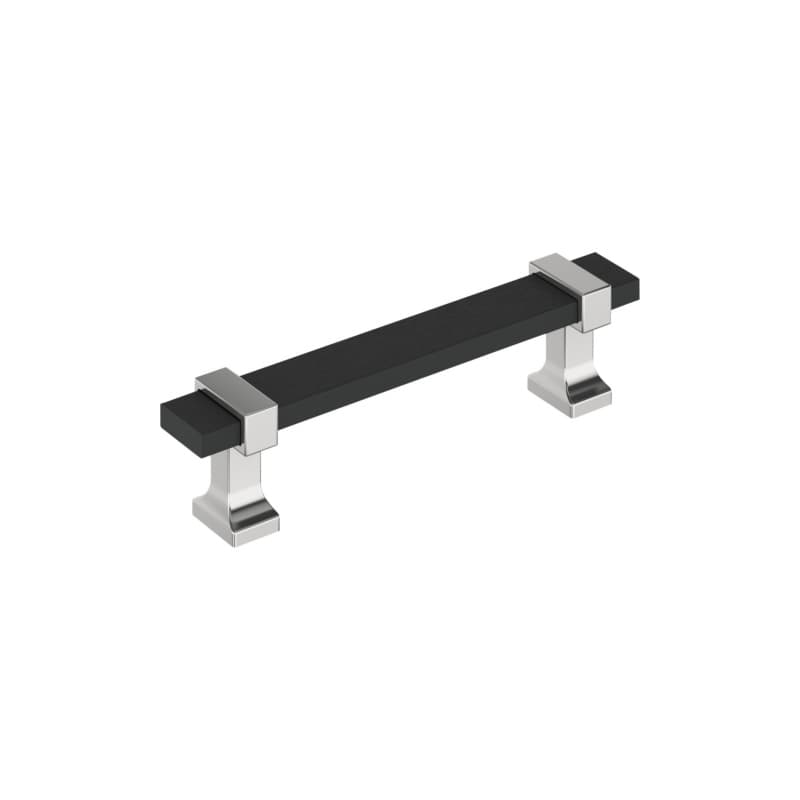 3-3/4" Ovaerton Cabinet Pull, Matte Black/Polished Chrome