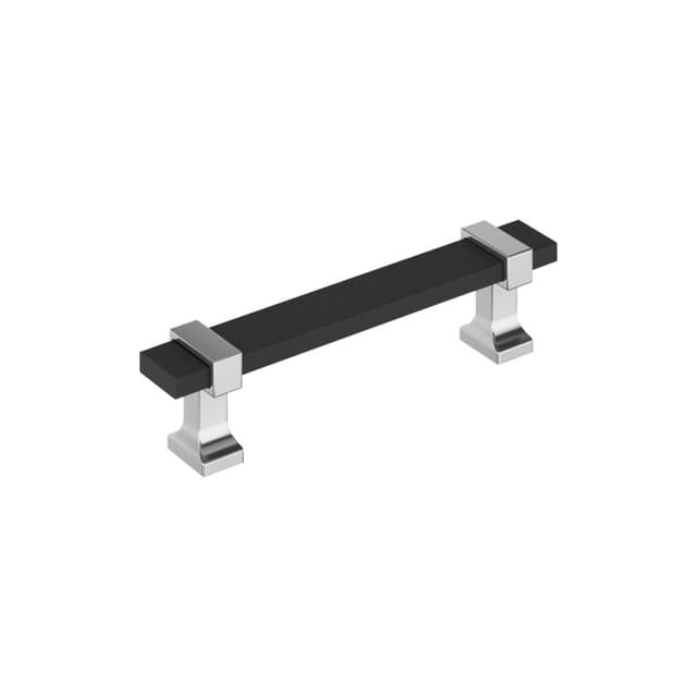 3-3/4" Ovaerton Cabinet Pull, Matte Black/Polished Chrome