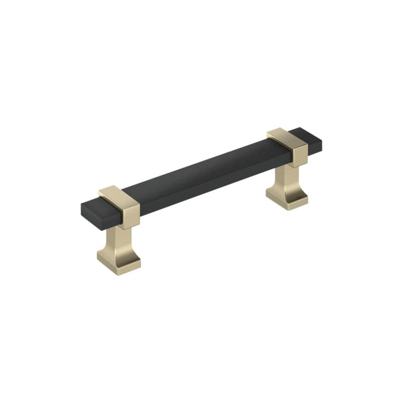 3-3/4" Ovaerton Cabinet Pull, Brushed Matte Black/Golden Champagne