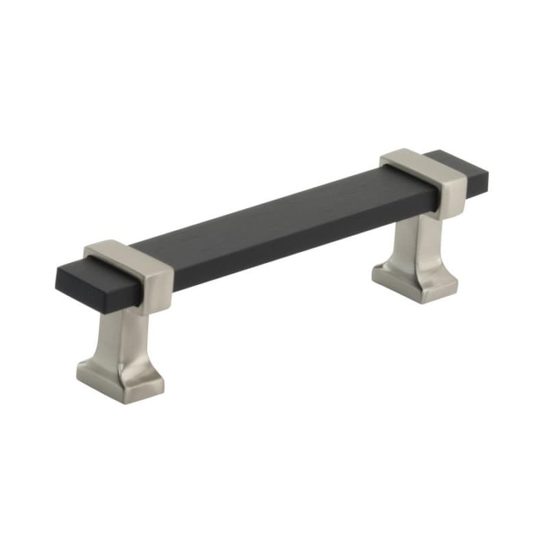 3-3/4" Overton Cabinet Pull, Brushed Matte Black/Satin Nickel